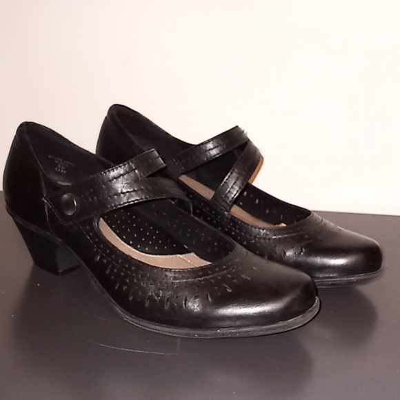Earth Dione Black Leather Mary Jane Shoes Size 9 Wide - Picture 2 of 11
